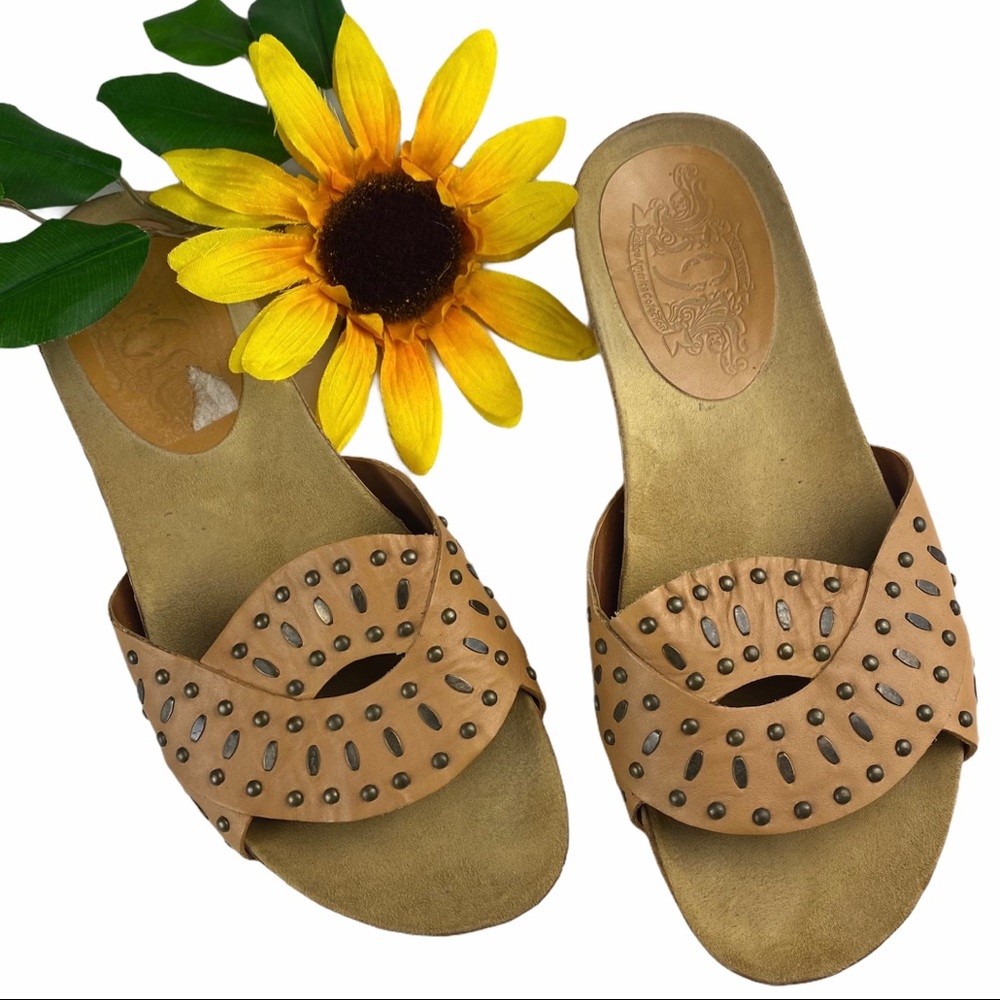 NINE WEST SENSO Carmel Leather Studded Slides